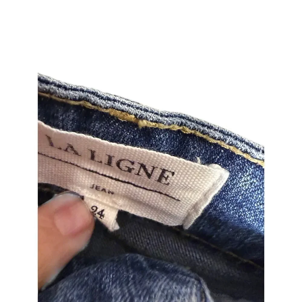 La Ligne Meredith High Rise Cropped Flare Jeans Women's Sz. 24 - Picture 5 of 7